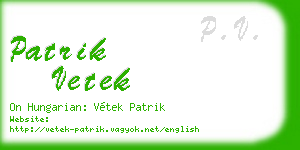 patrik vetek business card